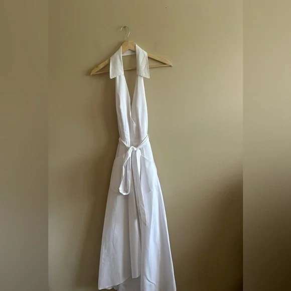 MILLY | Elegant White Halter Dress, Collared, Hi-Low, Fashion Week 2016, Size 6 - Picture 5 of 12